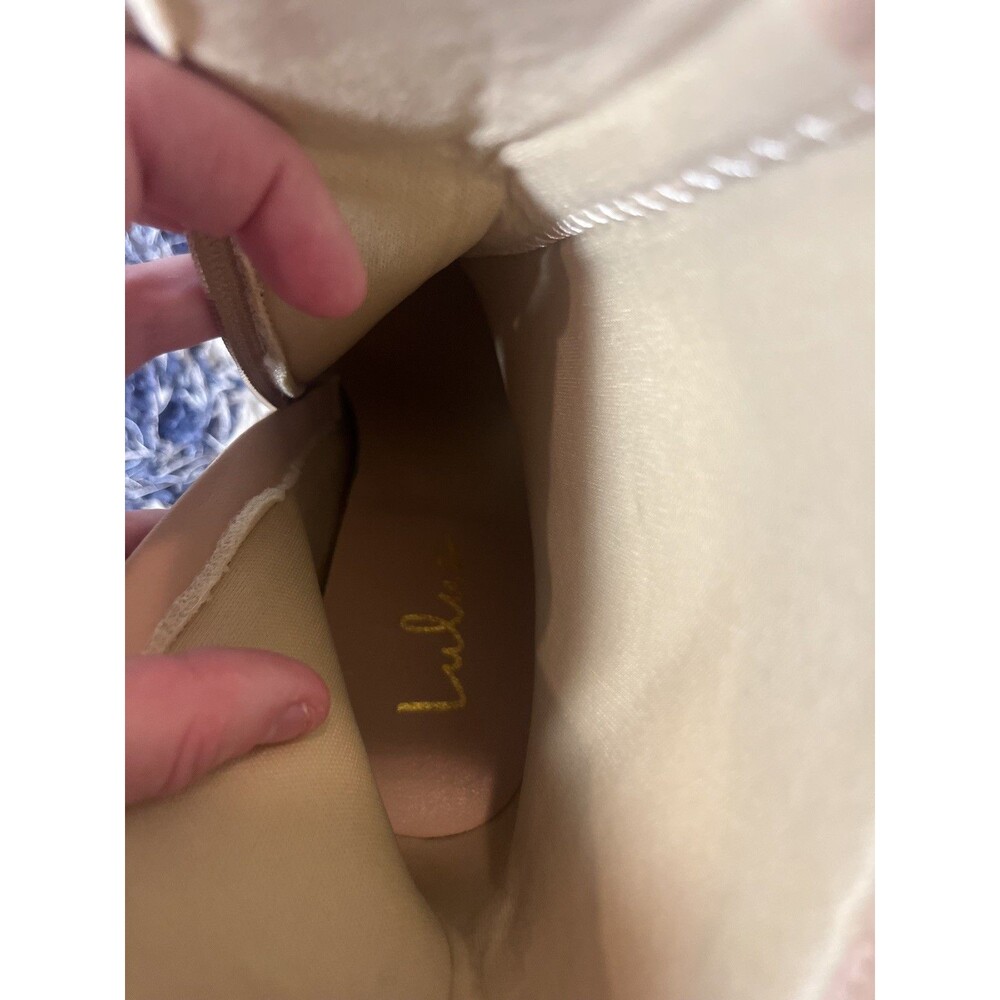 Lulus Wendi Light Nude Crocodile-Embossed Pointed-Toe Mid-Calf Boots Size 8.5 - Picture 12 of 12